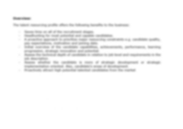 Talents Resourcing Profile